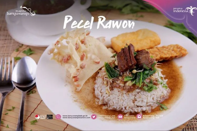 pecel rawon banyuwangi, pecel rawon, nasi pecel rawon,